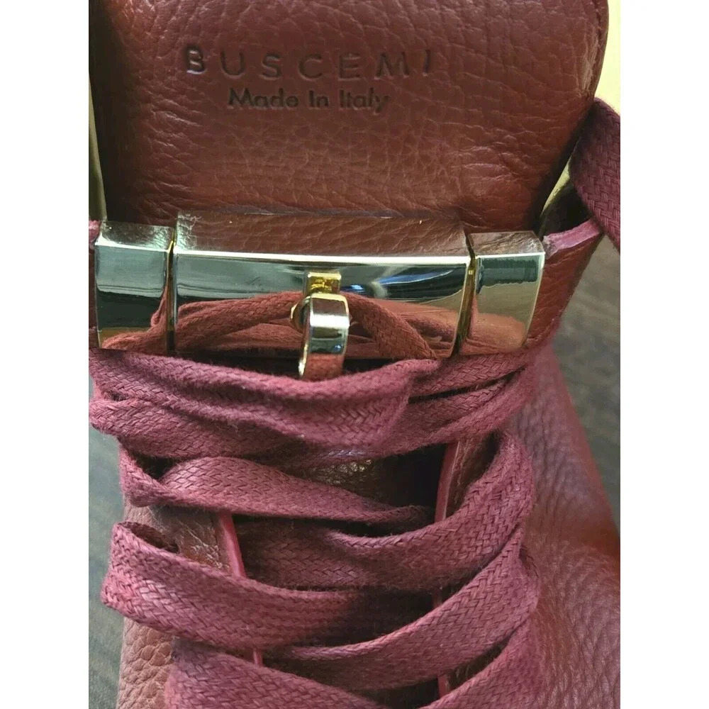 Buscemi Sneakers Mens 42 US 8.5-9 Red Leather 100MM Guts/Guts High Top Gold Lock - Picture 5 of 13